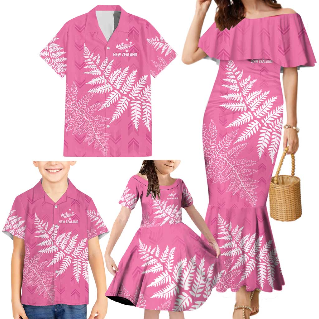 New Zealand Lawn Bowls Breast Cancer Personalized Family Matching Mermaid Dress and Hawaiian Shirt Wrap-Around Silver Fern - Aussie Hoodie
