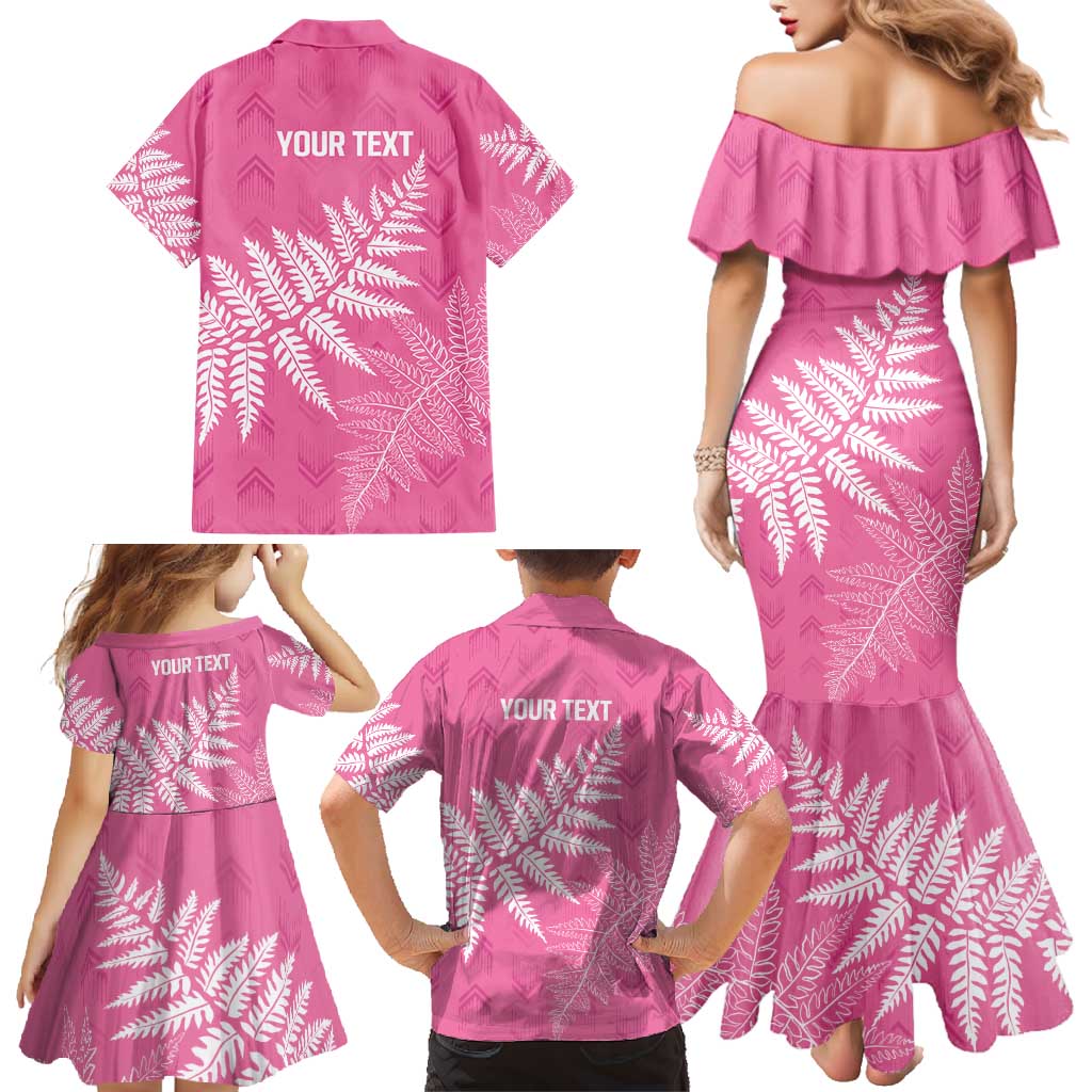 New Zealand Lawn Bowls Breast Cancer Personalized Family Matching Mermaid Dress and Hawaiian Shirt Wrap-Around Silver Fern - Aussie Hoodie