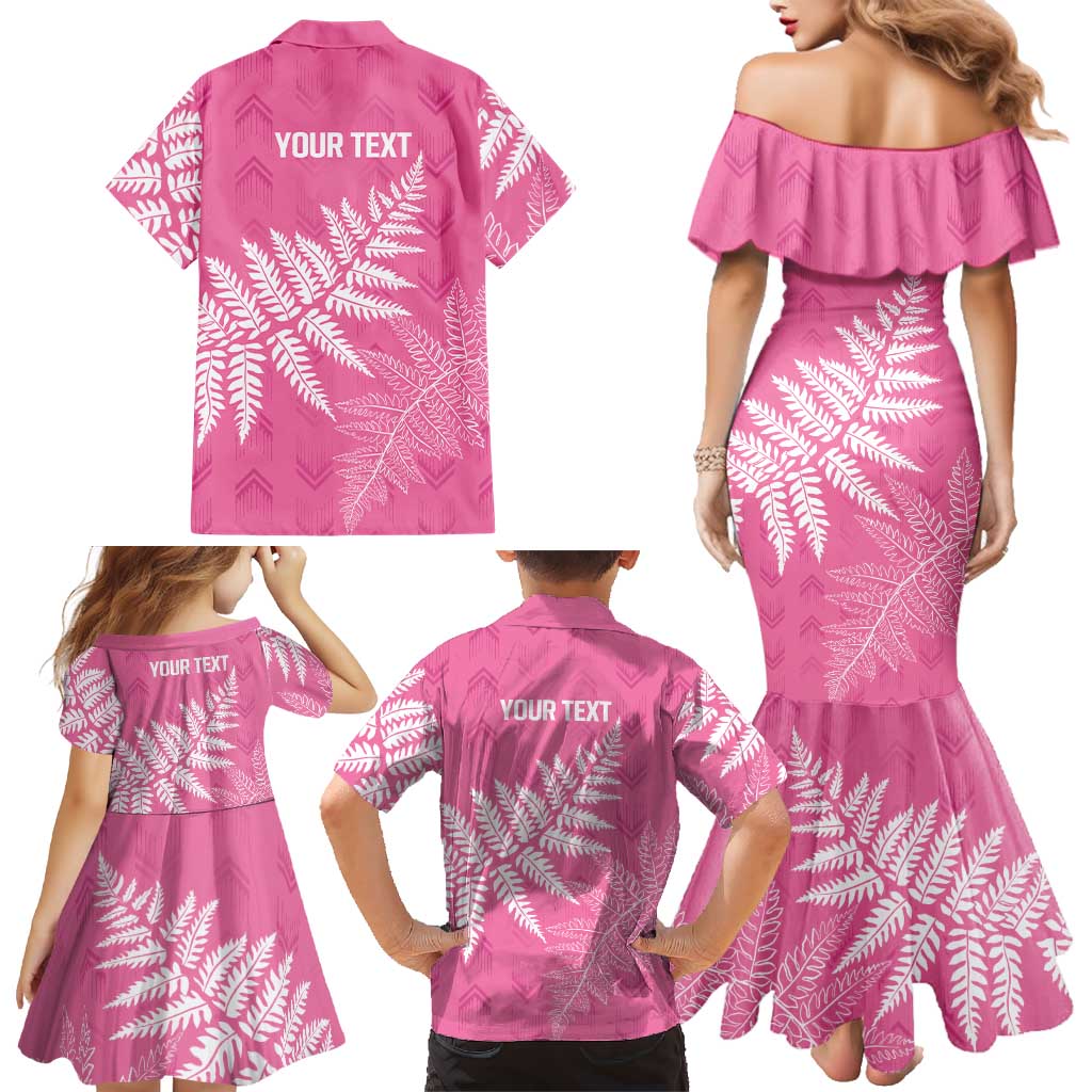 New Zealand Lawn Bowls Breast Cancer Personalized Family Matching Mermaid Dress and Hawaiian Shirt Wrap-Around Silver Fern - Aussie Hoodie