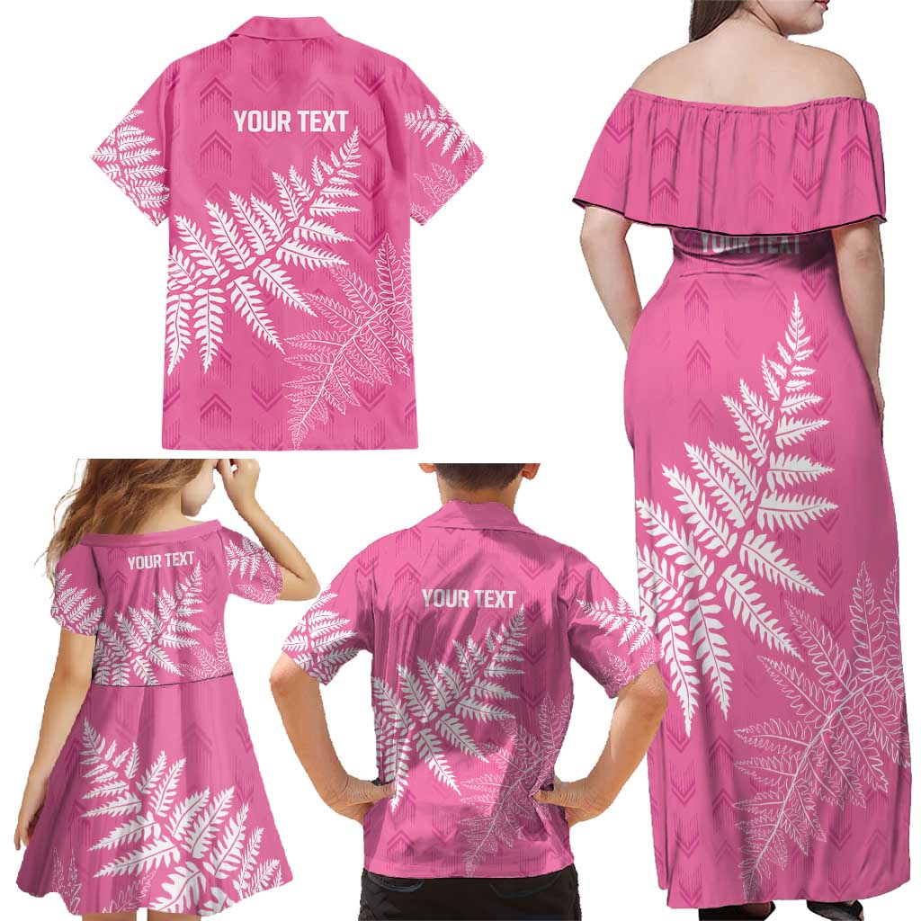 New Zealand Lawn Bowls Breast Cancer Personalized Family Matching Off Shoulder Maxi Dress and Hawaiian Shirt Wrap-Around Silver Fern - Aussie Hoodie