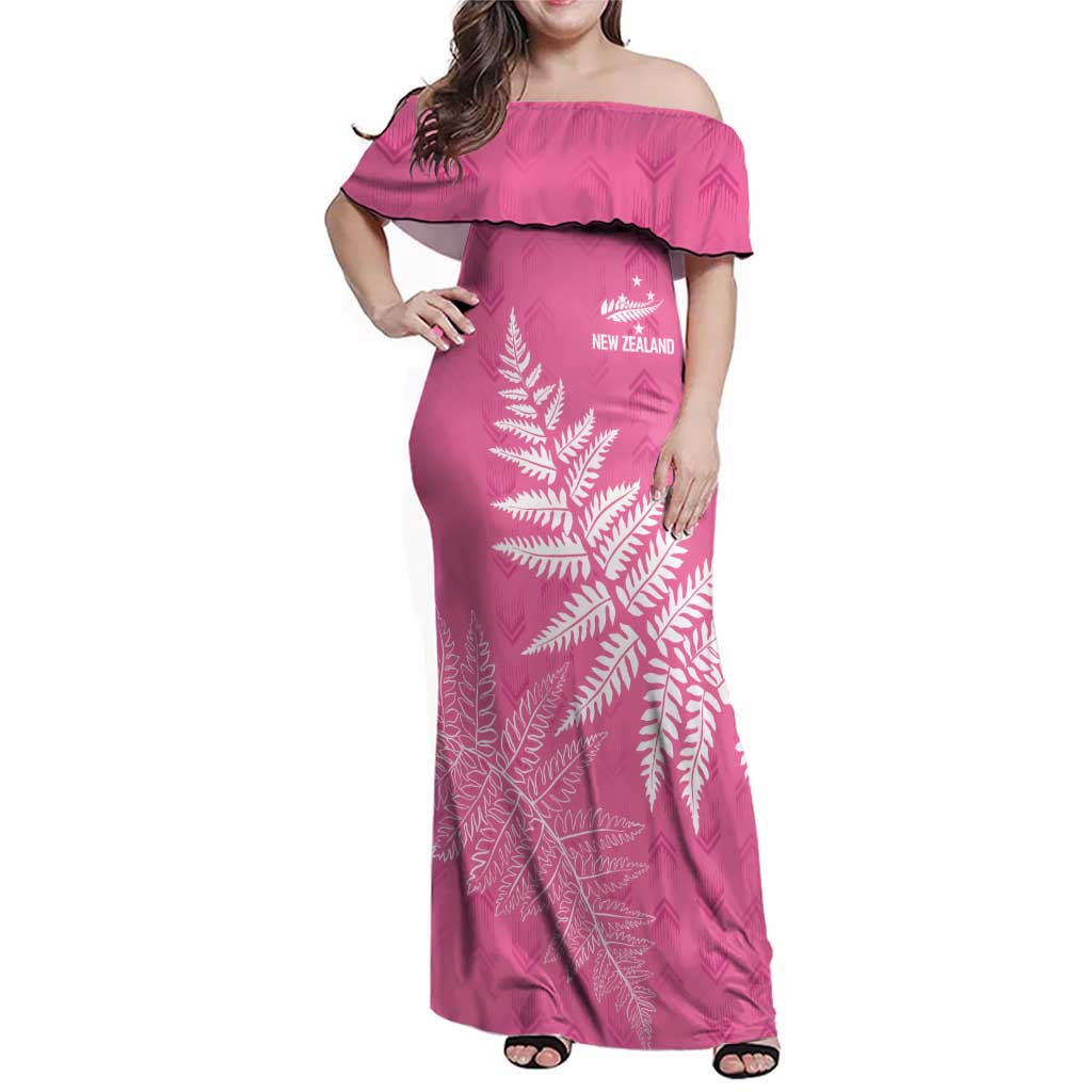 New Zealand Lawn Bowls Breast Cancer Personalized Family Matching Off Shoulder Maxi Dress and Hawaiian Shirt Wrap-Around Silver Fern - Aussie Hoodie
