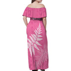 New Zealand Lawn Bowls Breast Cancer Personalized Family Matching Off Shoulder Maxi Dress and Hawaiian Shirt Wrap-Around Silver Fern - Aussie Hoodie