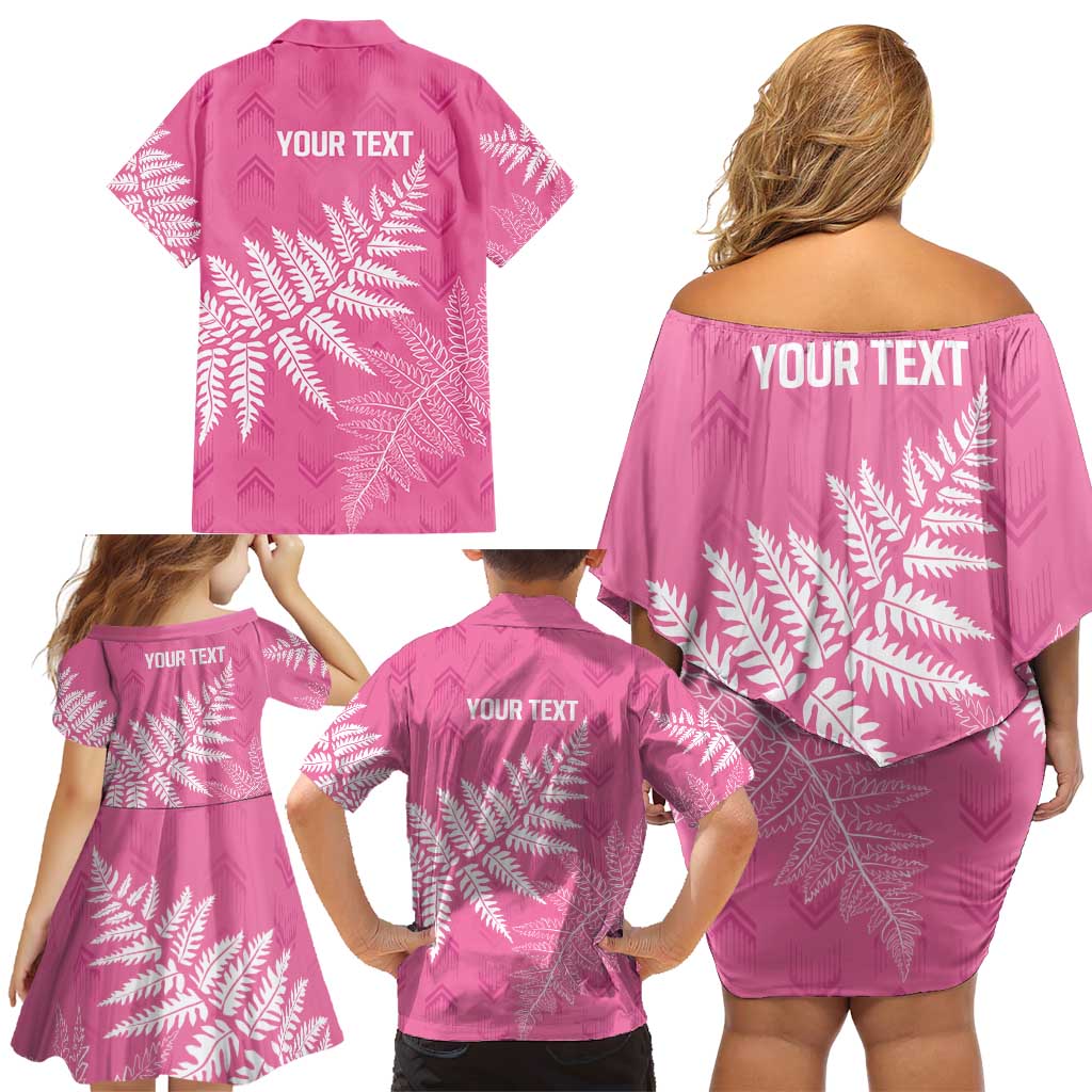 New Zealand Lawn Bowls Breast Cancer Personalized Family Matching Off Shoulder Short Dress and Hawaiian Shirt Wrap-Around Silver Fern - Aussie Hoodie
