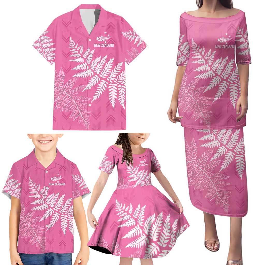 New Zealand Lawn Bowls Breast Cancer Personalized Family Matching Puletasi and Hawaiian Shirt Wrap-Around Silver Fern - Aussie Hoodie