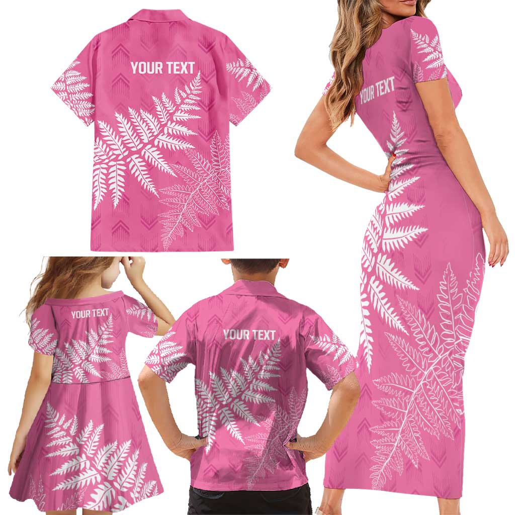 New Zealand Lawn Bowls Breast Cancer Personalized Family Matching Short Sleeve Bodycon Dress and Hawaiian Shirt Wrap-Around Silver Fern - Aussie Hoodie