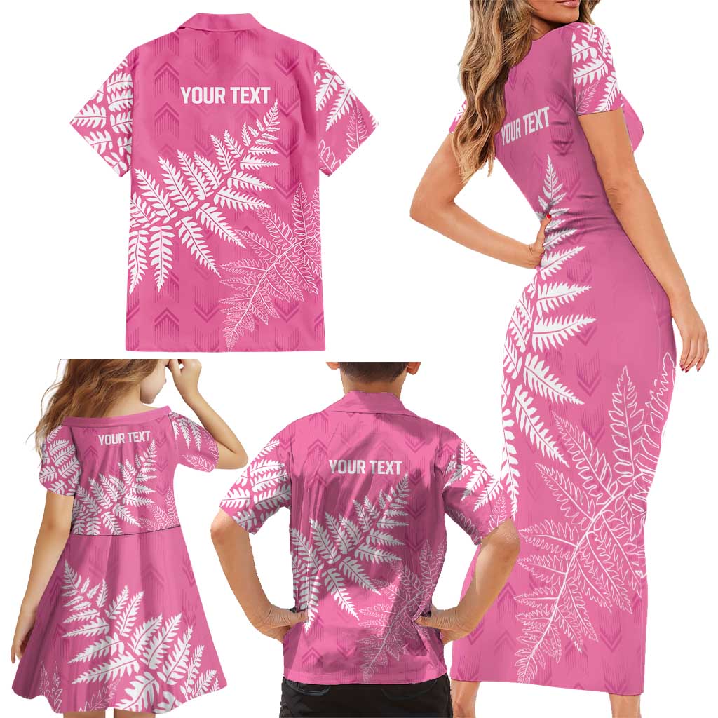New Zealand Lawn Bowls Breast Cancer Personalized Family Matching Short Sleeve Bodycon Dress and Hawaiian Shirt Wrap-Around Silver Fern - Aussie Hoodie
