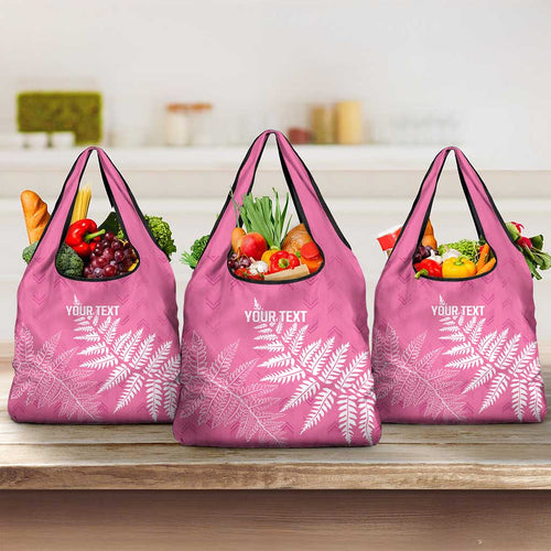 New Zealand Lawn Bowls Breast Cancer Personalized Grocery Bag Wrap-Around Silver Fern - Aussie Hoodie