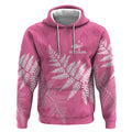 New Zealand Lawn Bowls Breast Cancer Personalized Hoodie Wrap-Around Silver Fern - Aussie Hoodie