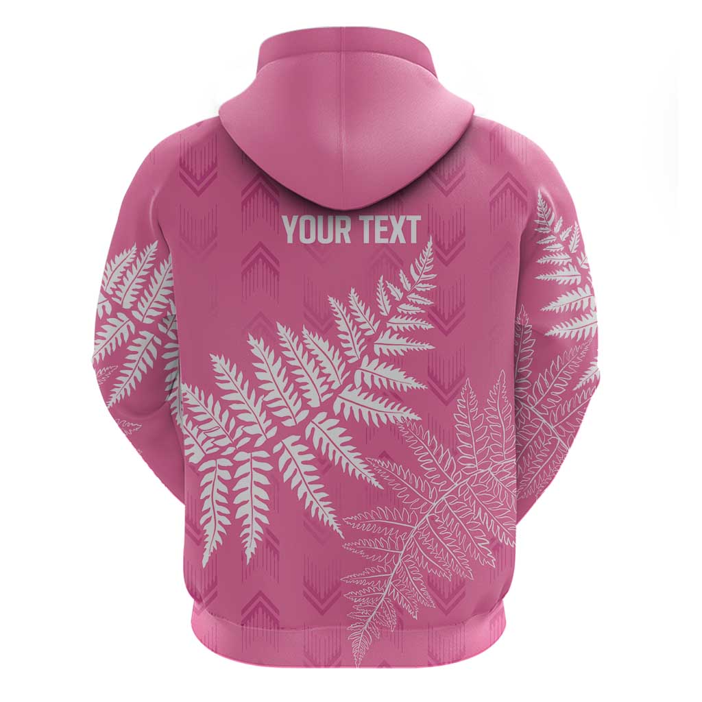 New Zealand Lawn Bowls Breast Cancer Personalized Hoodie Wrap-Around Silver Fern - Aussie Hoodie