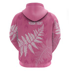New Zealand Lawn Bowls Breast Cancer Personalized Hoodie Wrap-Around Silver Fern - Aussie Hoodie