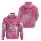 New Zealand Lawn Bowls Breast Cancer Personalized Hoodie Wrap-Around Silver Fern - Aussie Hoodie