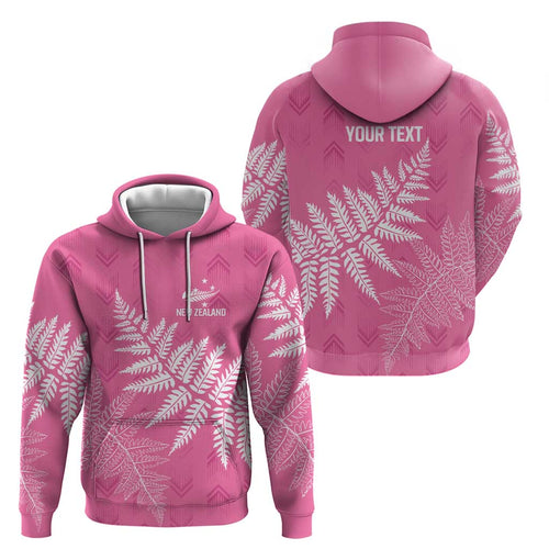 New Zealand Lawn Bowls Breast Cancer Personalized Hoodie Wrap-Around Silver Fern - Aussie Hoodie