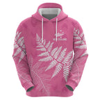 New Zealand Lawn Bowls Breast Cancer Personalized Hoodie Wrap-Around Silver Fern - Aussie Hoodie