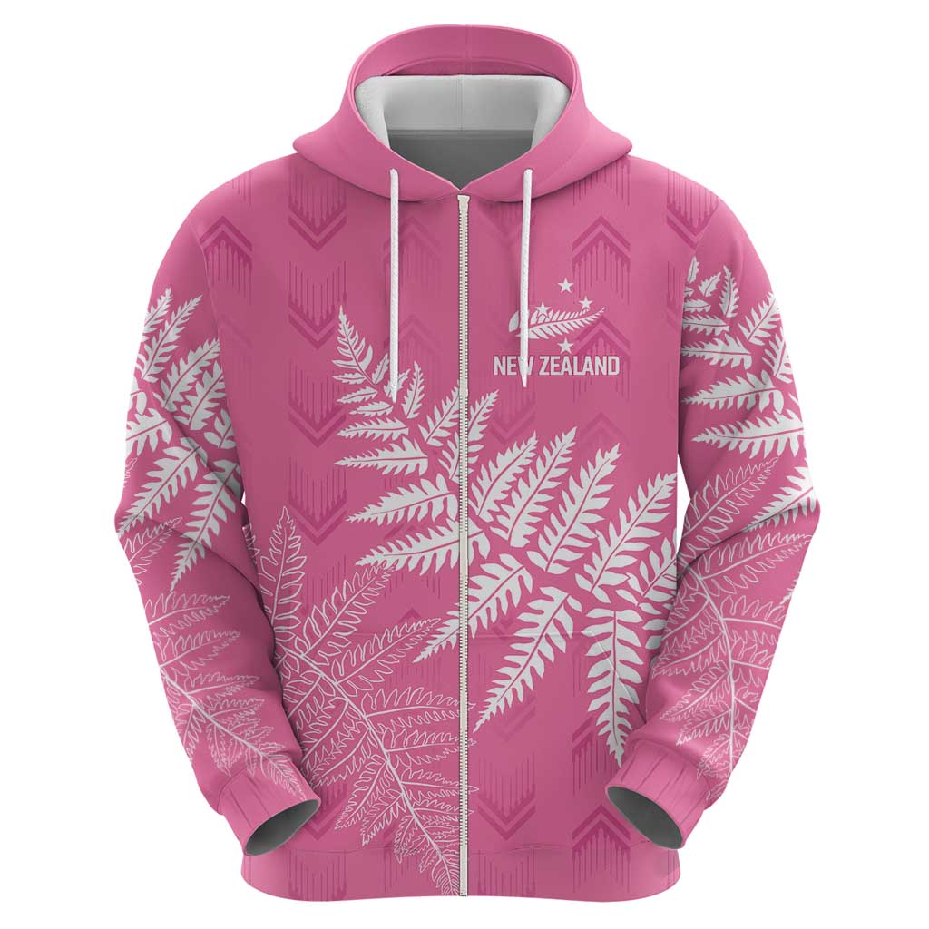 New Zealand Lawn Bowls Breast Cancer Personalized Hoodie Wrap-Around Silver Fern - Aussie Hoodie