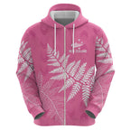 New Zealand Lawn Bowls Breast Cancer Personalized Hoodie Wrap-Around Silver Fern - Aussie Hoodie