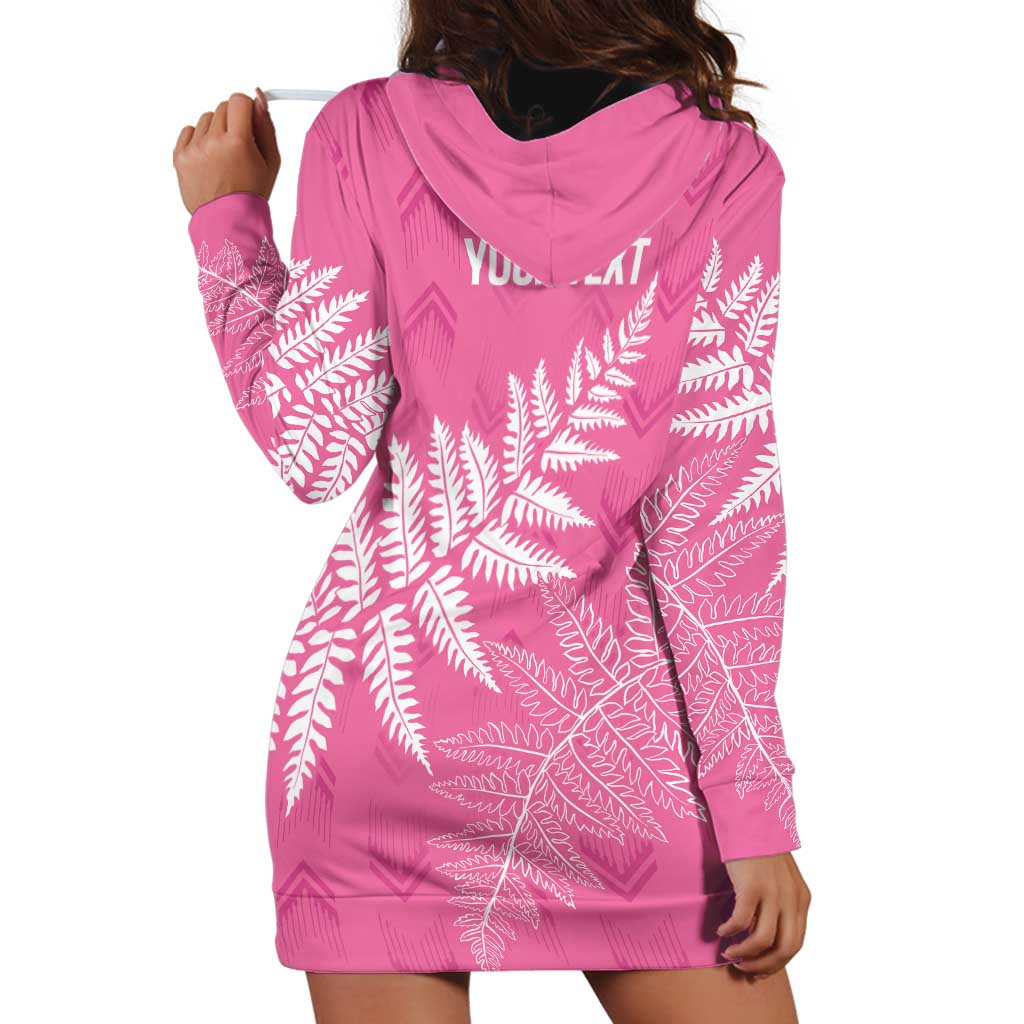 New Zealand Lawn Bowls Breast Cancer Personalized Hoodie Dress Wrap-Around Silver Fern - Aussie Hoodie