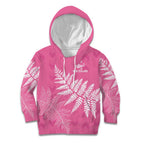 New Zealand Lawn Bowls Breast Cancer Personalized Kid Hoodie Wrap-Around Silver Fern - Aussie Hoodie