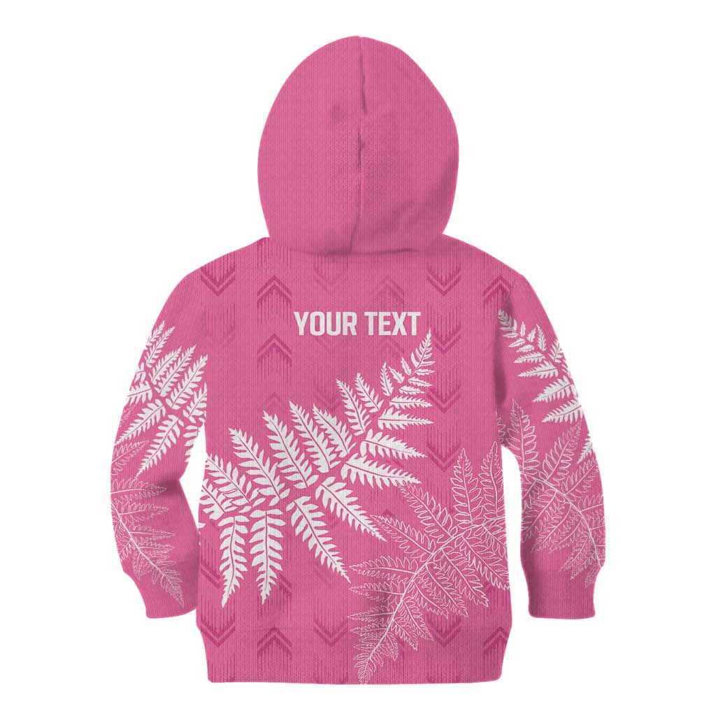 New Zealand Lawn Bowls Breast Cancer Personalized Kid Hoodie Wrap-Around Silver Fern - Aussie Hoodie