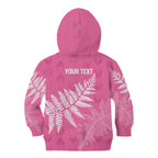 New Zealand Lawn Bowls Breast Cancer Personalized Kid Hoodie Wrap-Around Silver Fern - Aussie Hoodie