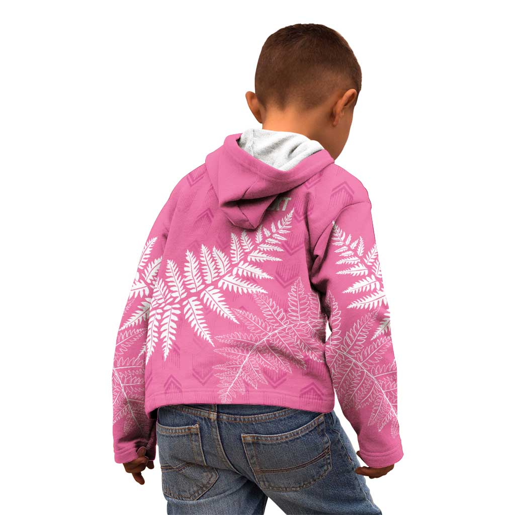 New Zealand Lawn Bowls Breast Cancer Personalized Kid Hoodie Wrap-Around Silver Fern - Aussie Hoodie