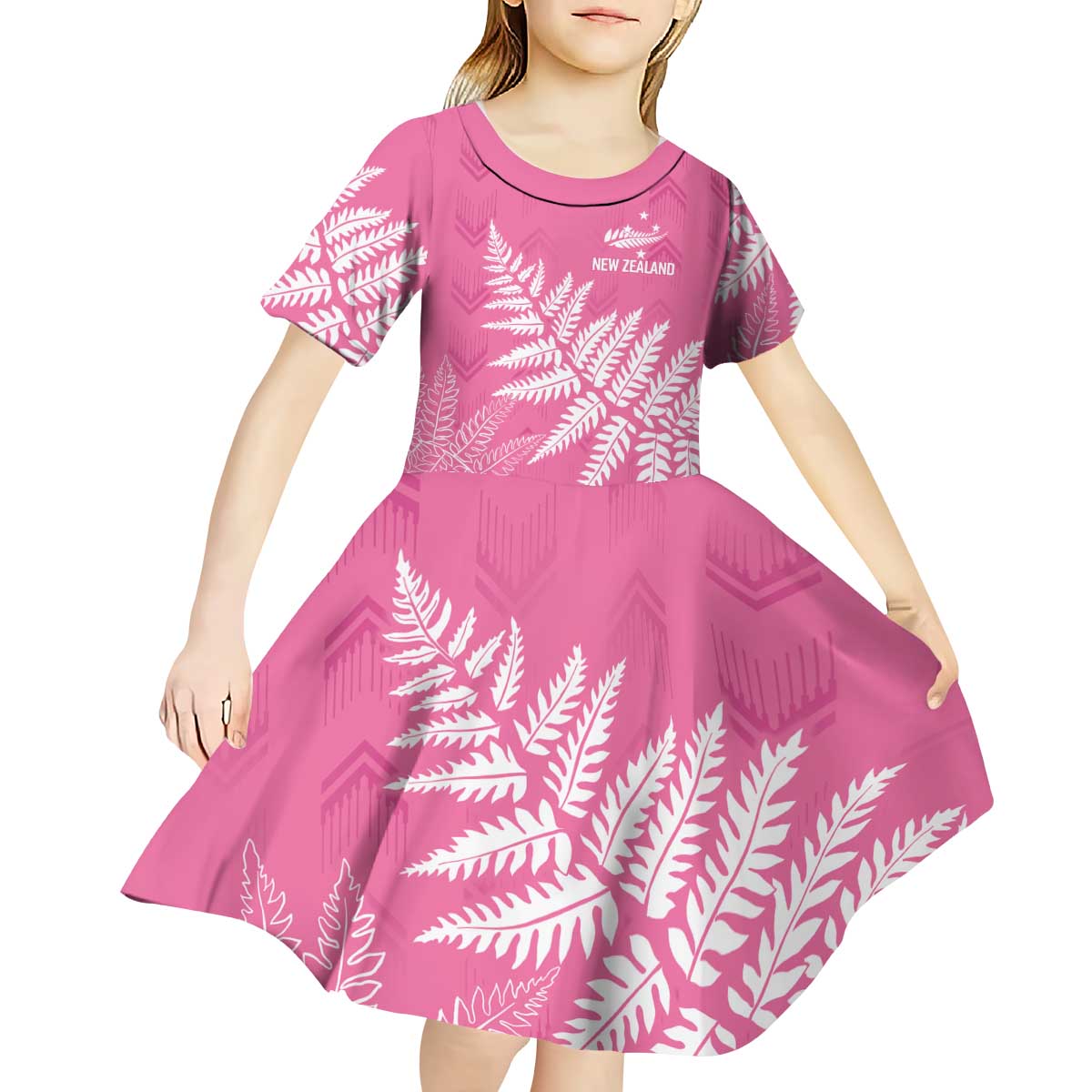New Zealand Lawn Bowls Breast Cancer Personalized Kid Short Sleeve Dress Wrap-Around Silver Fern - Aussie Hoodie