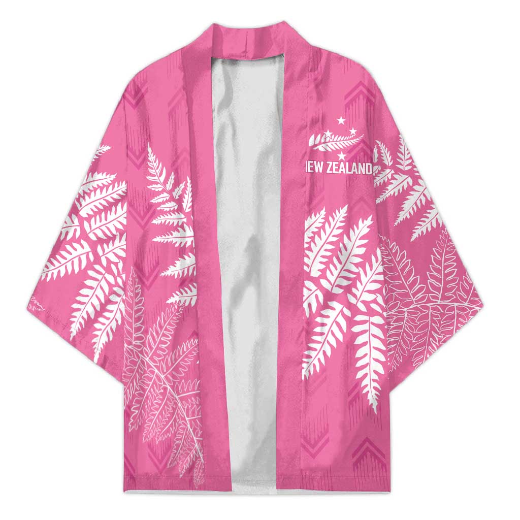 New Zealand Lawn Bowls Breast Cancer Personalized Kimono Wrap-Around Silver Fern - Aussie Hoodie