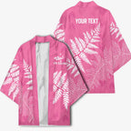 New Zealand Lawn Bowls Breast Cancer Personalized Kimono Wrap-Around Silver Fern - Aussie Hoodie