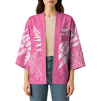 New Zealand Lawn Bowls Breast Cancer Personalized Kimono Wrap-Around Silver Fern - Aussie Hoodie