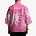 New Zealand Lawn Bowls Breast Cancer Personalized Kimono Wrap-Around Silver Fern - Aussie Hoodie