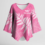 New Zealand Lawn Bowls Breast Cancer Personalized Kimono Sleeve Blouse Wrap-Around Silver Fern - Aussie Hoodie