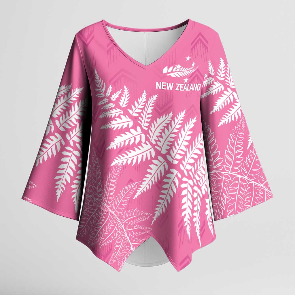 New Zealand Lawn Bowls Breast Cancer Personalized Kimono Sleeve Blouse Wrap-Around Silver Fern - Aussie Hoodie