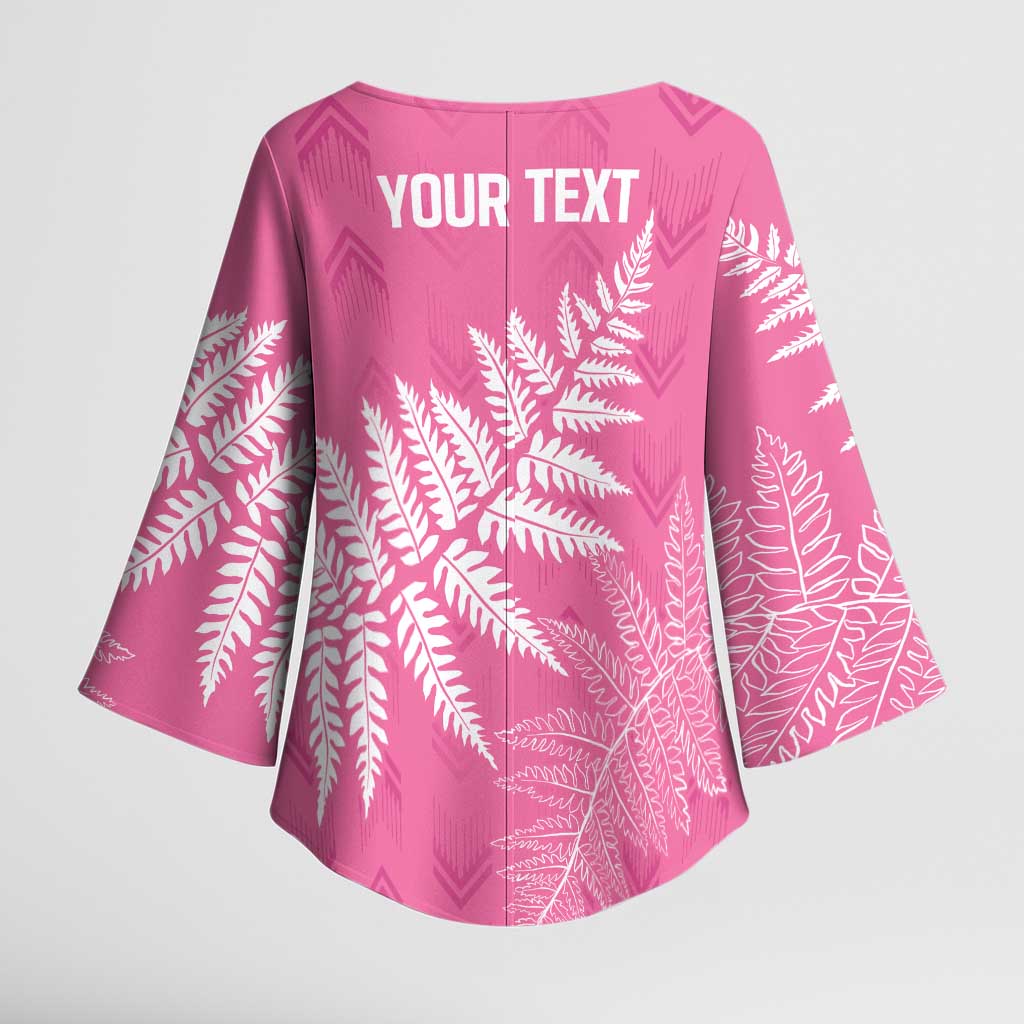 New Zealand Lawn Bowls Breast Cancer Personalized Kimono Sleeve Blouse Wrap-Around Silver Fern - Aussie Hoodie