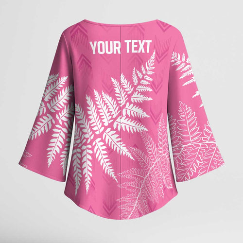 New Zealand Lawn Bowls Breast Cancer Personalized Kimono Sleeve Blouse Wrap-Around Silver Fern - Aussie Hoodie