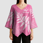 New Zealand Lawn Bowls Breast Cancer Personalized Kimono Sleeve Blouse Wrap-Around Silver Fern - Aussie Hoodie