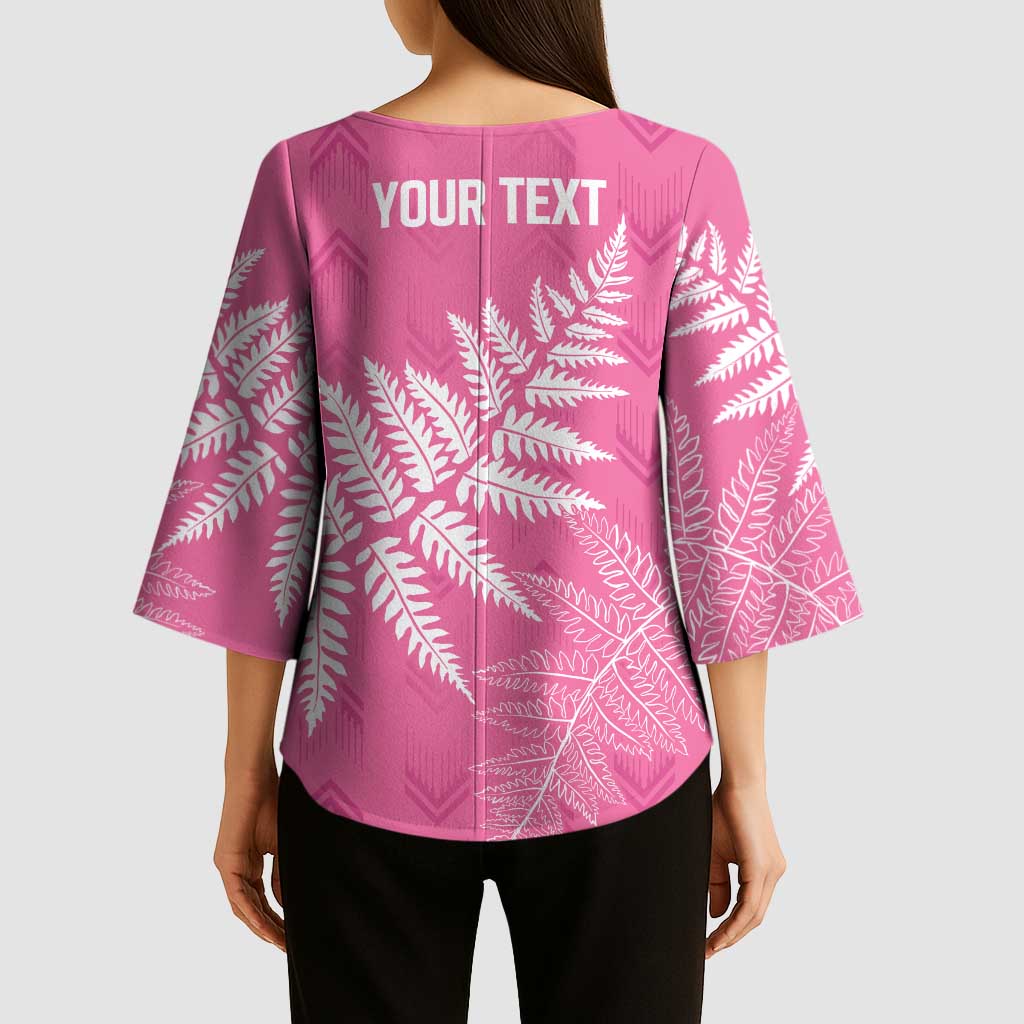 New Zealand Lawn Bowls Breast Cancer Personalized Kimono Sleeve Blouse Wrap-Around Silver Fern - Aussie Hoodie