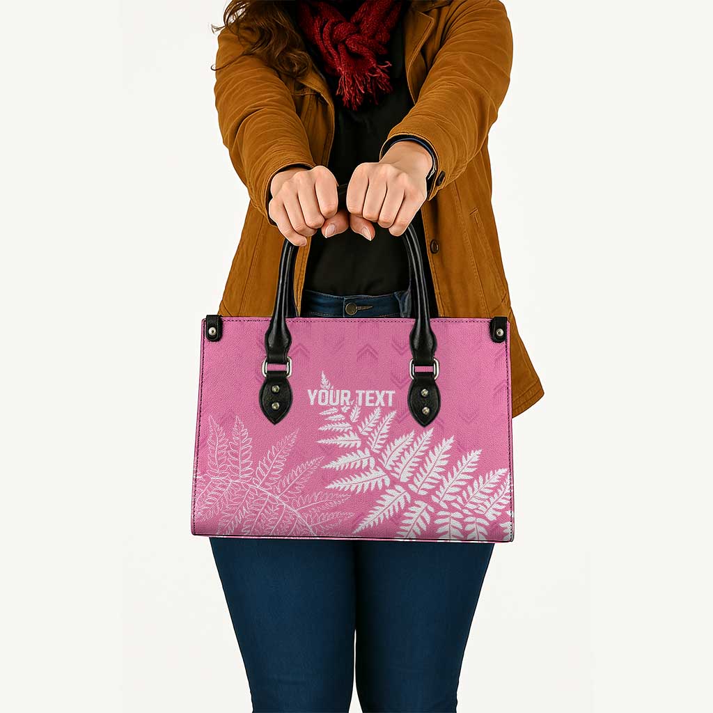 New Zealand Lawn Bowls Breast Cancer Personalized Leather Bag Wrap-Around Silver Fern - Aussie Hoodie