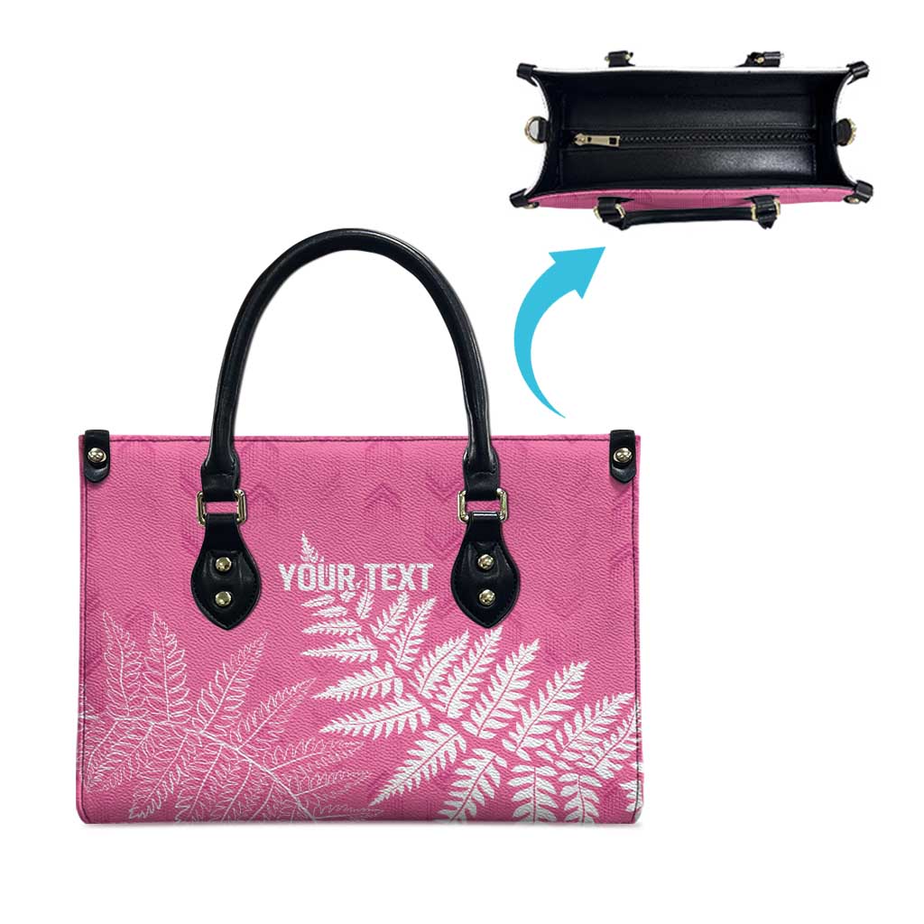 New Zealand Lawn Bowls Breast Cancer Personalized Leather Bag Wrap-Around Silver Fern - Aussie Hoodie