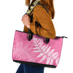 New Zealand Lawn Bowls Breast Cancer Personalized Leather Tote Bag Wrap-Around Silver Fern - Aussie Hoodie
