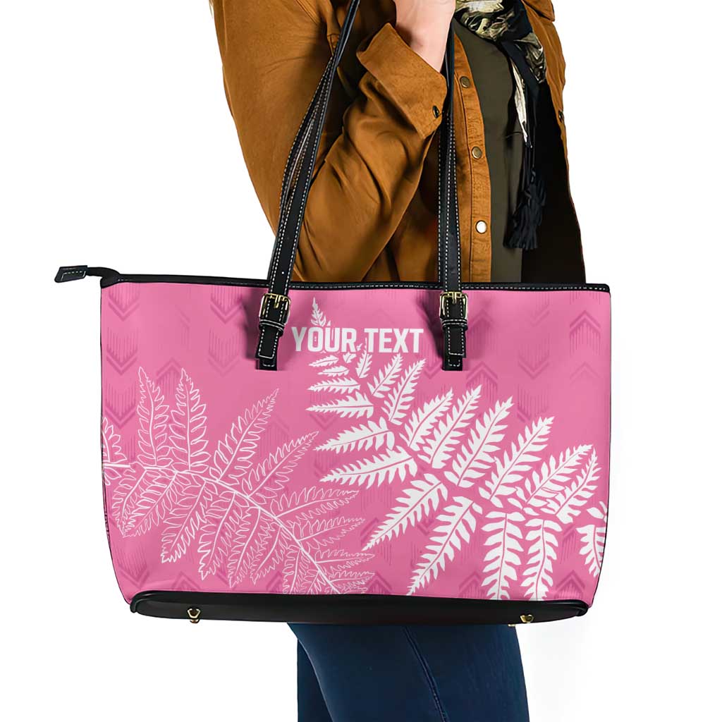 New Zealand Lawn Bowls Breast Cancer Personalized Leather Tote Bag Wrap-Around Silver Fern - Aussie Hoodie