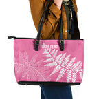 New Zealand Lawn Bowls Breast Cancer Personalized Leather Tote Bag Wrap-Around Silver Fern - Aussie Hoodie