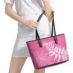 New Zealand Lawn Bowls Breast Cancer Personalized Leather Tote Bag Wrap-Around Silver Fern - Aussie Hoodie