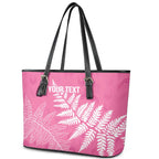 New Zealand Lawn Bowls Breast Cancer Personalized Leather Tote Bag Wrap-Around Silver Fern - Aussie Hoodie