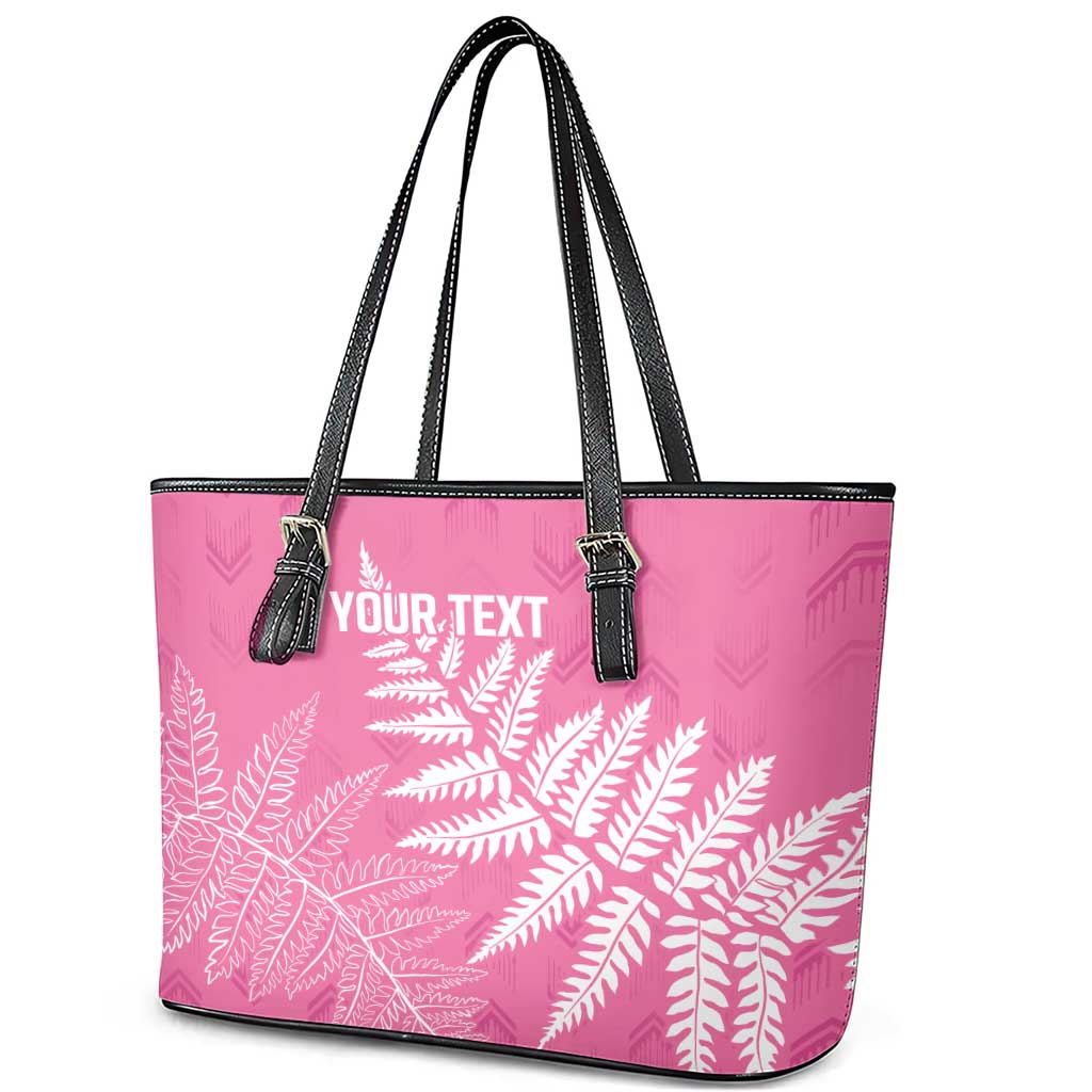 New Zealand Lawn Bowls Breast Cancer Personalized Leather Tote Bag Wrap-Around Silver Fern - Aussie Hoodie