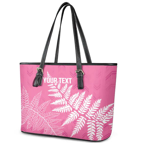 New Zealand Lawn Bowls Breast Cancer Personalized Leather Tote Bag Wrap-Around Silver Fern - Aussie Hoodie