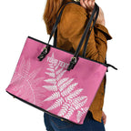 New Zealand Lawn Bowls Breast Cancer Personalized Leather Tote Bag Wrap-Around Silver Fern - Aussie Hoodie