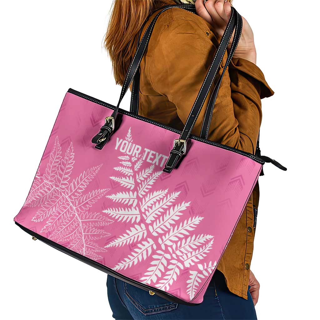 New Zealand Lawn Bowls Breast Cancer Personalized Leather Tote Bag Wrap-Around Silver Fern - Aussie Hoodie