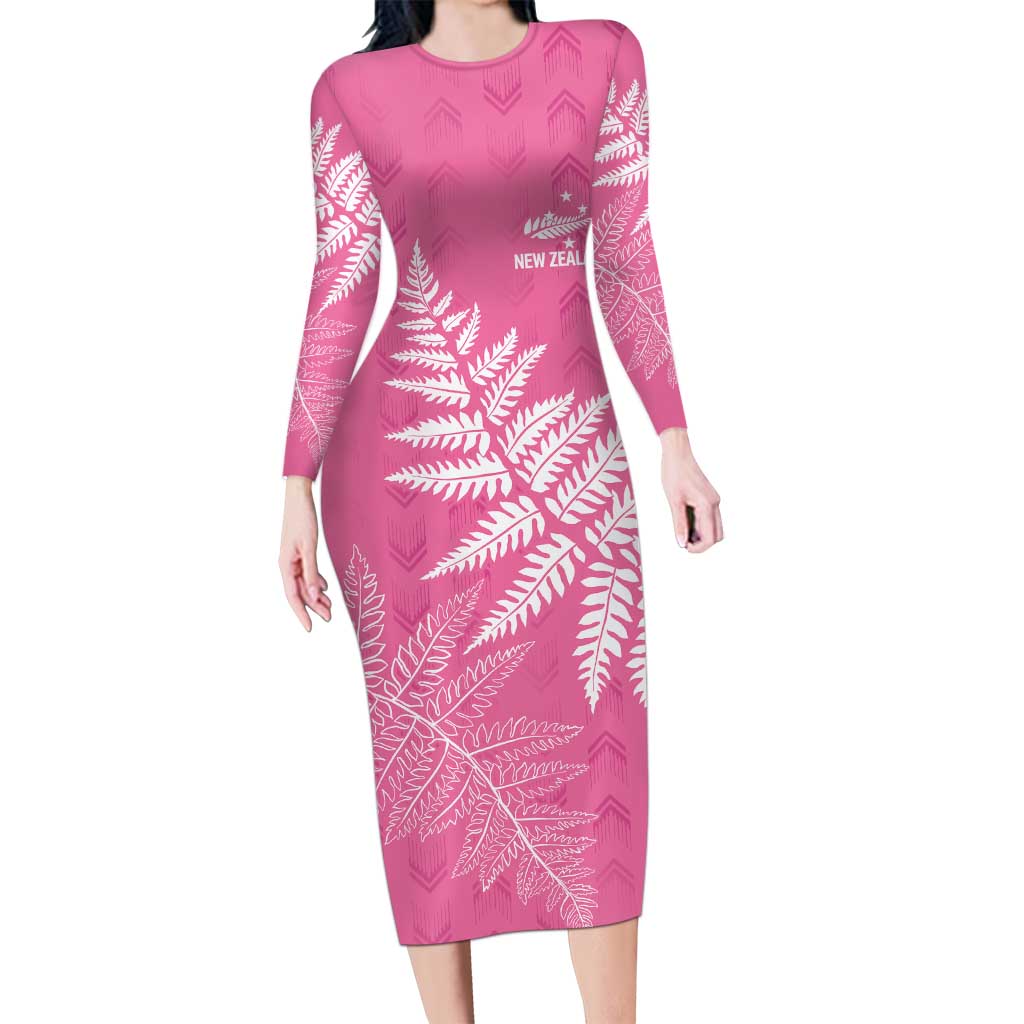 New Zealand Lawn Bowls Breast Cancer Personalized Long Sleeve Bodycon Dress Wrap-Around Silver Fern - Aussie Hoodie