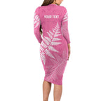 New Zealand Lawn Bowls Breast Cancer Personalized Long Sleeve Bodycon Dress Wrap-Around Silver Fern - Aussie Hoodie