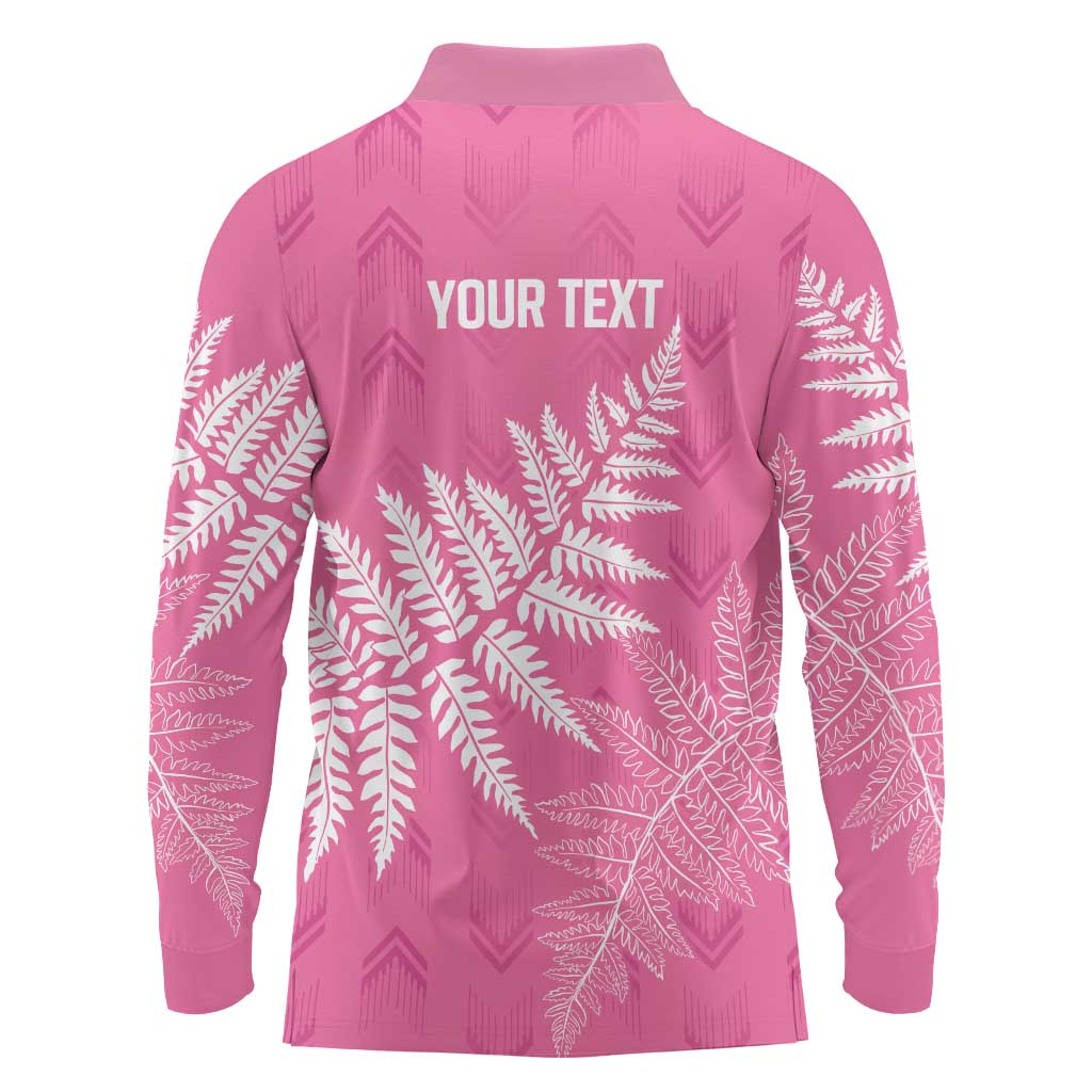 New Zealand Lawn Bowls Breast Cancer Personalized Long Sleeve Polo Shirt Wrap-Around Silver Fern - Aussie Hoodie