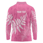 New Zealand Lawn Bowls Breast Cancer Personalized Long Sleeve Polo Shirt Wrap-Around Silver Fern - Aussie Hoodie